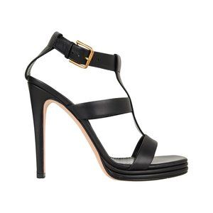 YSL Shoe Bold T Ankle Strap Strap Platform Black Leather 39 / 9